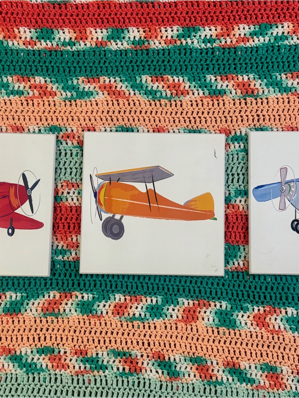 Stupell Industries Triple Colorful Airplanes Drawing 3-piece Set